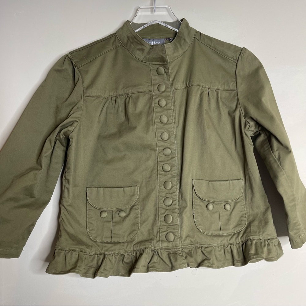 Moto green snap front jacket